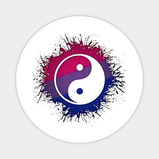 Paint Splatter Bisexual Pride Flag Yin and Yang Symbol Magnet